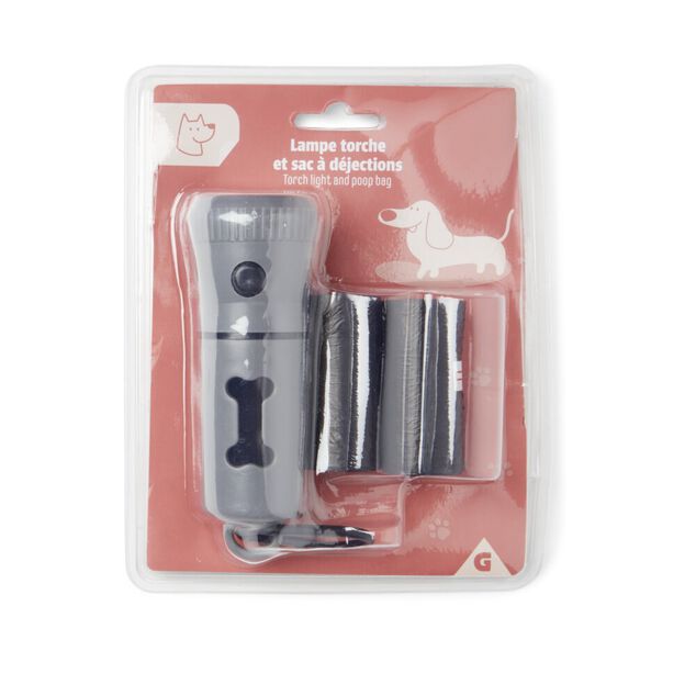 Lampe torche et distributeur sacs &agrave; d&eacute;jections