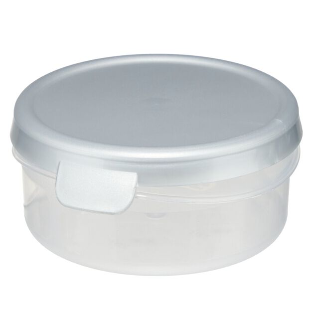 Bo&icirc;te alimentaire ronde 25cl x3 plastique avec couvercle &Oslash;10xH4cm (3 mod&egrave;les)
