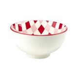 Bol porcelaine th&egrave;me piment motif quadrillage rouge rose blanc &Oslash;11,5xH6cm