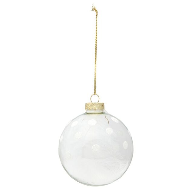 Boule en verre transparent avec plume