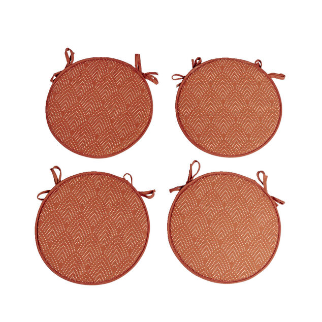 Lot de 4 galettes de chaise polyester et cot orange terracotta &Oslash;38cm
