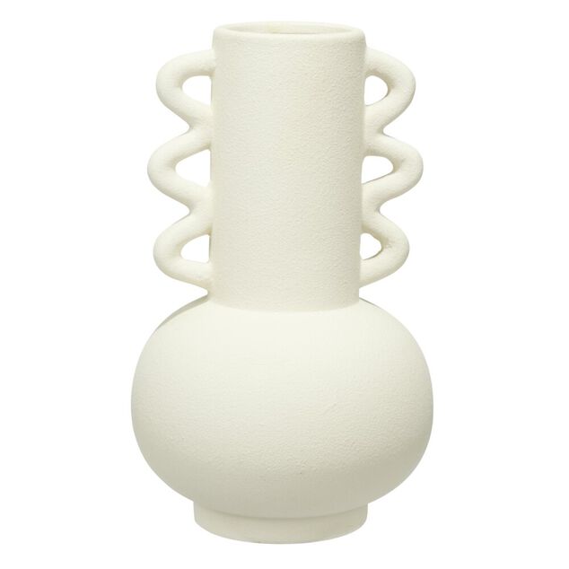 Vase c&eacute;ramique anses oreillettes blanc &Oslash;12,5xH20,5cm