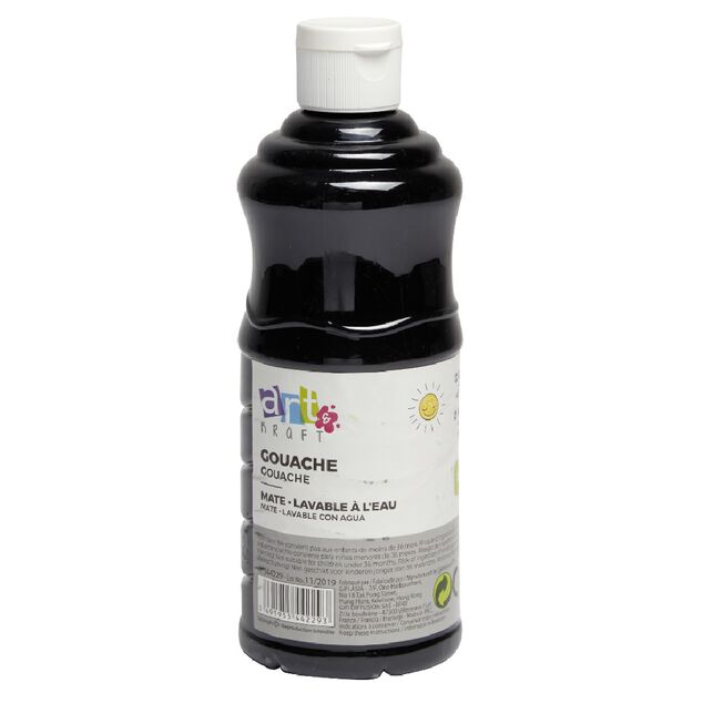 Tube de peinture gouache noir 500 ml