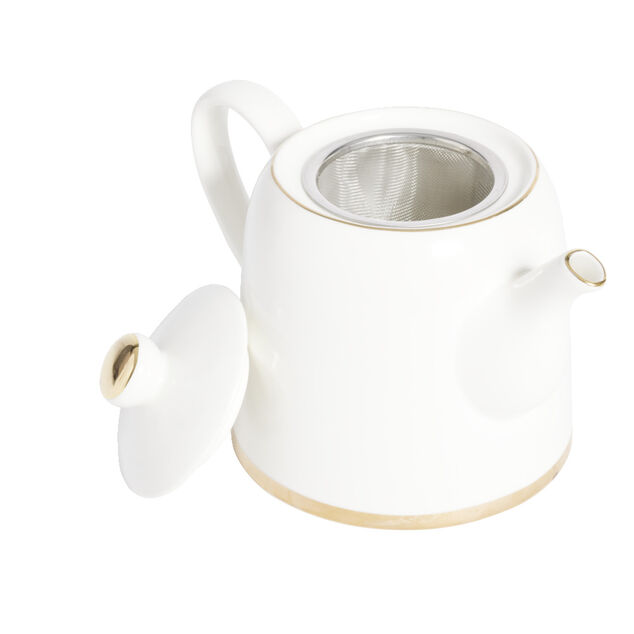 Théière 1L faïence blanc et doré Ø12xH15xm
