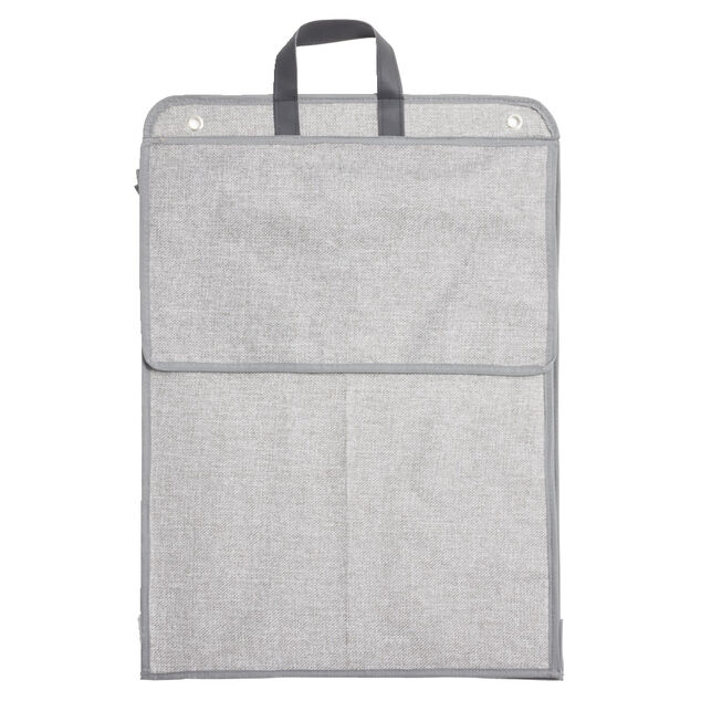 Panier &agrave; linge mural pliant tiss&eacute; gris 40,5x15xH57cm