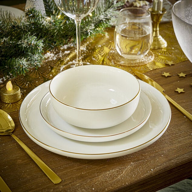 Assiette &agrave; dessert ronde Oslo blanche bord dor&eacute; &Oslash;19cm
