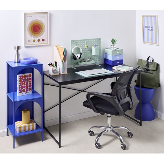Bureau rectangulaire Delta m&eacute;tal et bois noir 120x60xH75cm