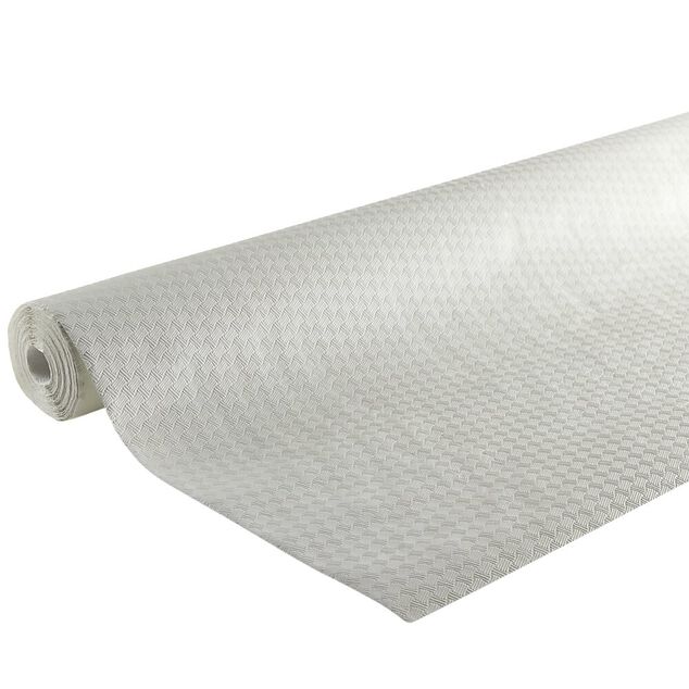 Nappe en papier gaufr&eacute; toile de lin blanc 1,2x15m