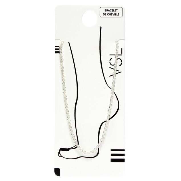 Cha&icirc;ne de cheville 1 rang simple laiton et fer gris argent&eacute;