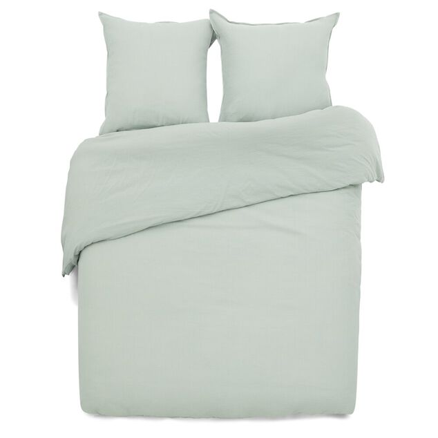 Parure de lit 2 personnes 260x240cm gaze de coton vert c&eacute;ladon