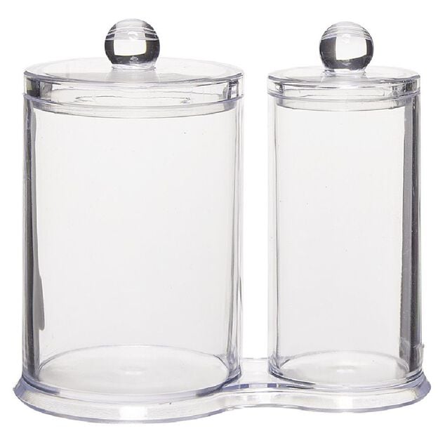 Range disques et coton tige en plastique transparent