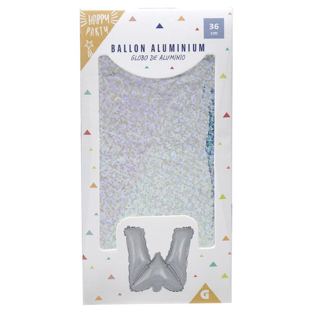 Ballon forme lettre W aluminium (2 modèles argenté ou doré)