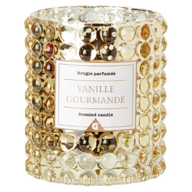 Bougie dans verre design relief senteur vanille gourmande