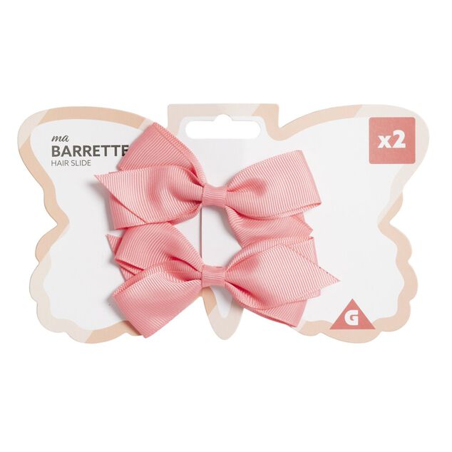 Barrette à cheveux x2 mini noeud tissu pastel 5,5x10cm (4 modèles)