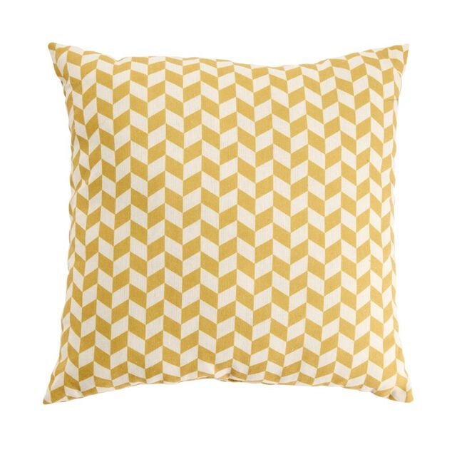 Coussin carr&eacute; motif chevron bicolore 45x45cm (2 mod&egrave;les jaune ou bleu)