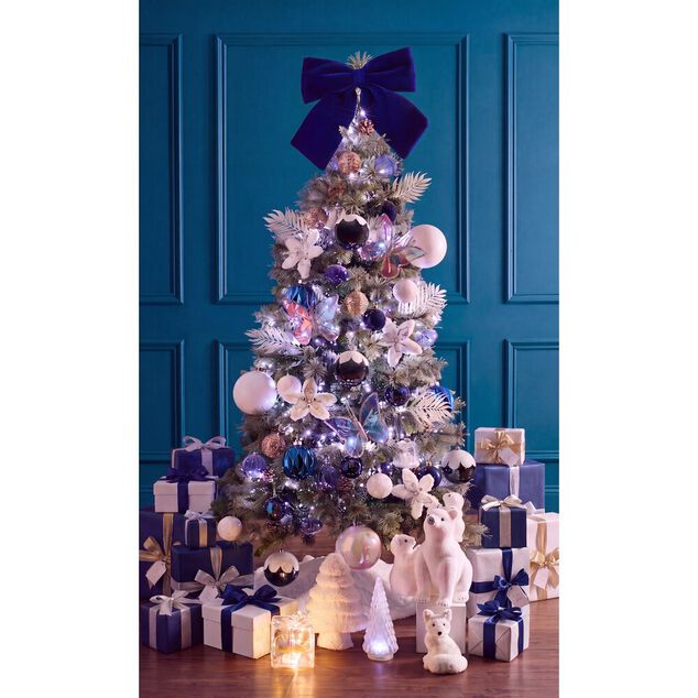 Noeud d&eacute;coratif XL velours bleu 40x40cm