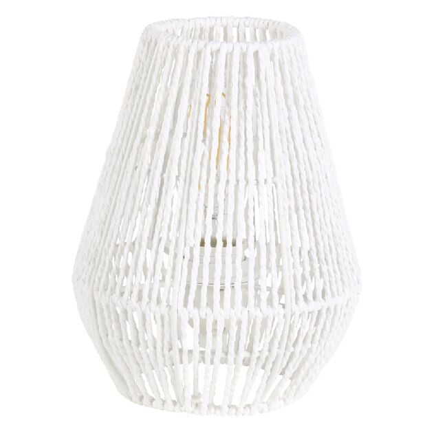 Lampe de chevet avec abat jour en cordage imitation jute blanc