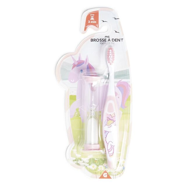 Brosse à dents enfant avec sablier 2min (2 modèles)