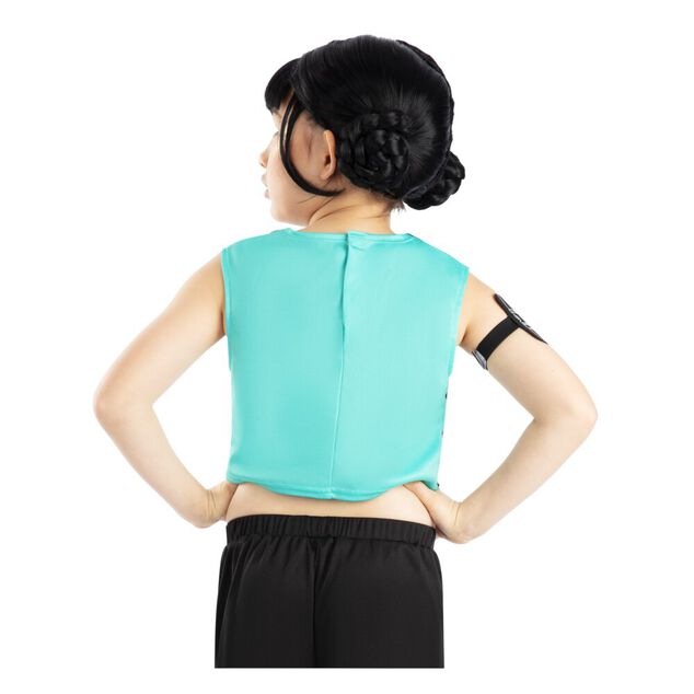 Perruque enfant fille KPOP Zoey avec frange et chignons noir L32cm