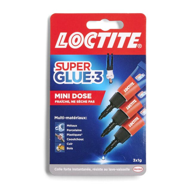 Lot de 3 colles instantan&eacute;es Superglue-3 Loctite mini dose 1g