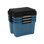 Box de rangement 45L x3 &eacute;tanche Scuba bleu avec couvercle noir 49x39xH49,5cm