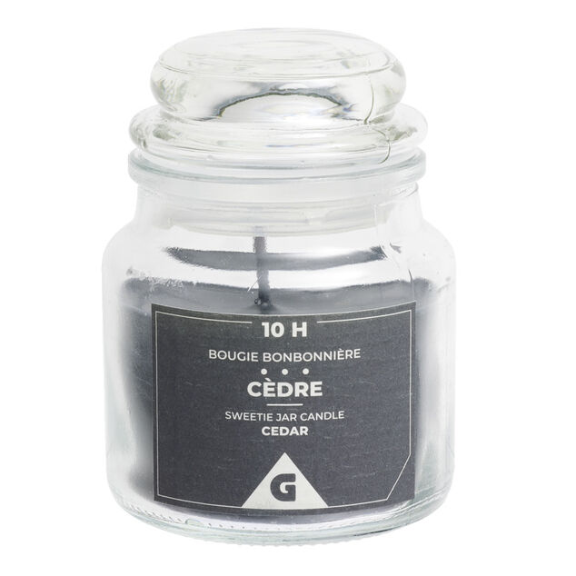 Bougie parfumée dans bonbonnière en verre H6cm (6 modèles)