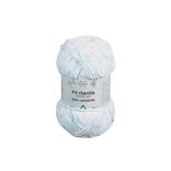 Pelote de fil à tricoter chenille blanc et bleu 120m