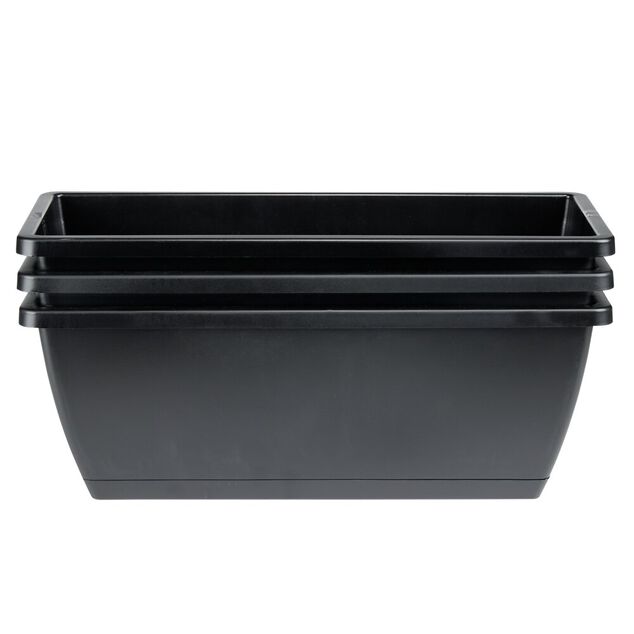 Jardini&egrave;re balcon x3 mod&egrave;le Symphonie 6L plastique gris anthracite