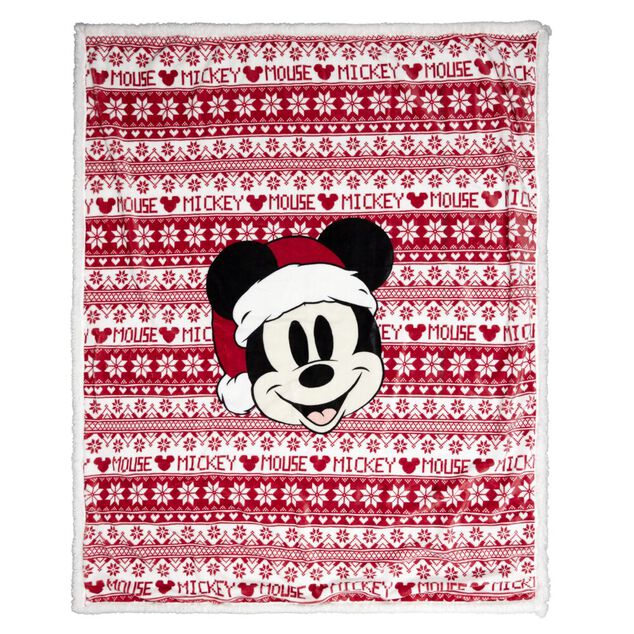 Plaid Disney Mickey traditionnel rouge et blanc 120x150cm