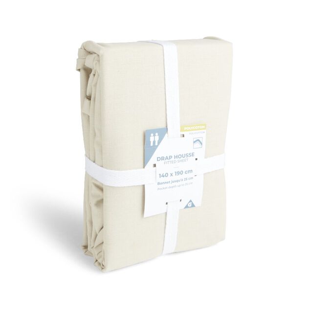 Drap housse 140x200cm polycoton beige