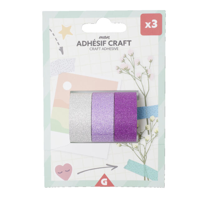 Rouleau adhésif kraft créatif 9x12xH3cm x3 (2 modèles)