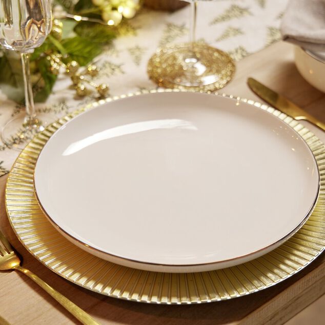 Assiette plate blanche bordure dor&eacute;e &Oslash;27cm