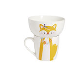 Ensemble bol et mug en porcelaine motif enfant motif renard H15cm