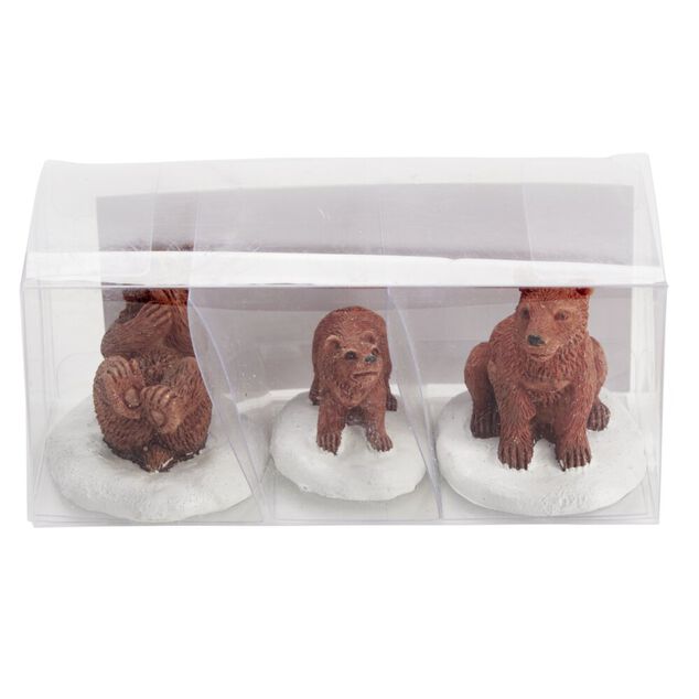 Sujet de No&euml;l famille ours en polyr&eacute;sine 3 pi&egrave;ces