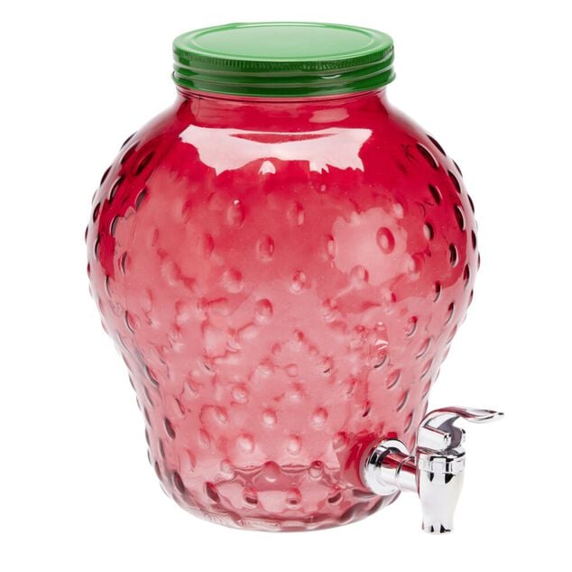 Distributeur de boisson en verre 3,7L forme fraise rouge 22x20xH24cm