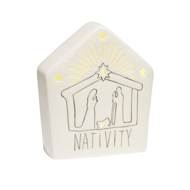 Maison nativité lumineuse en céramique H17cm
