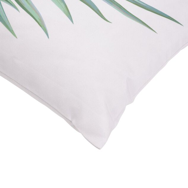 Coussin de jardin rectangulaire blanc et feuille verte 30x50cm