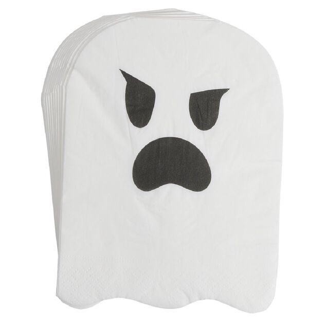Serviette papier Halloween forme fant&ocirc;me blanc x20