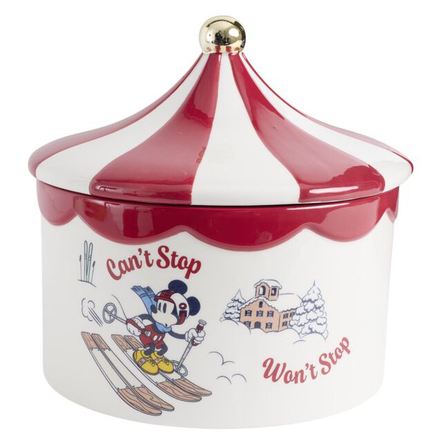 Bonbonni&egrave;re Mickey esprit chapiteau en dolomite &Oslash;18,5xH18cm