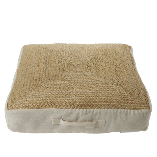 Coussin de sol carr&eacute; jute 50x50cm beige