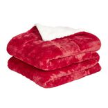 Plaid pilou pilou réversible rouge et blanc 127x152cm