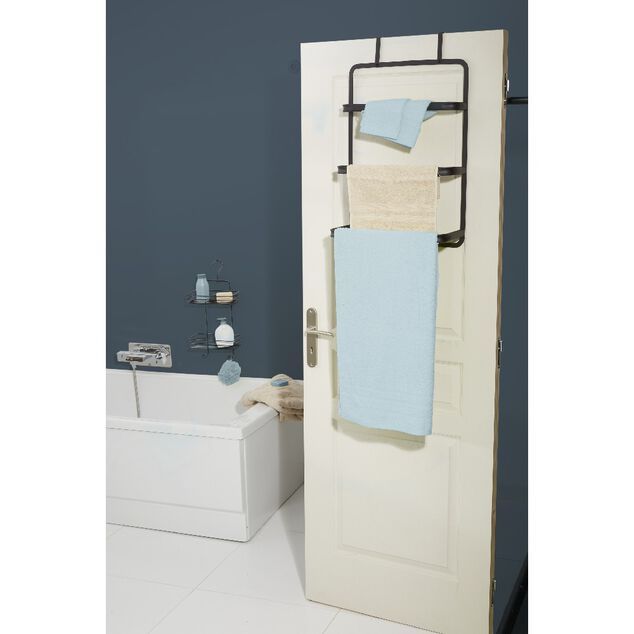 Porte-serviettes de porte acier noir