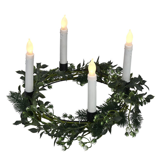 Couronne centre de table eucalyptus artificiel avec chandelle LED x4