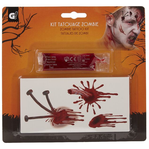 Kit tatouage zombie Halloween (4 mod&egrave;les)