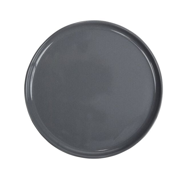 Assiette &agrave; dessert ronde Nordic porcelaine gris &Oslash;22cm