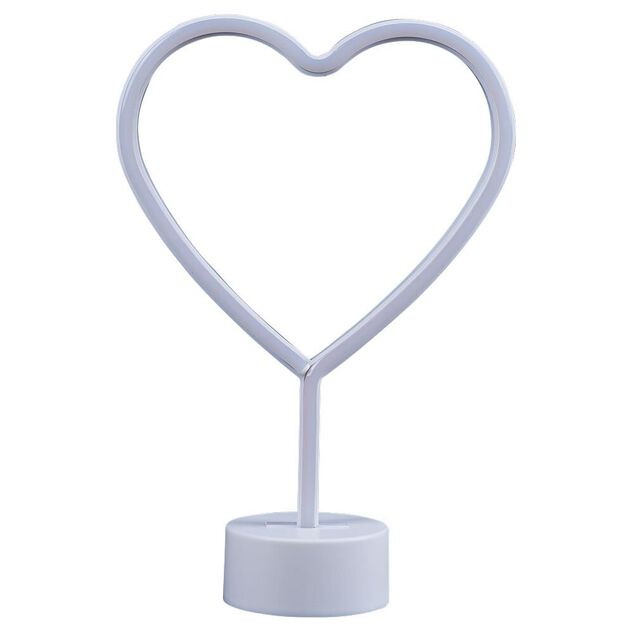 Lampe n&eacute;on sur base forme coeur PVC 29,5x20cm rouge