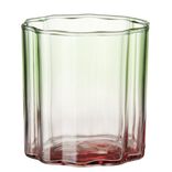 Verre &agrave; eau 28cl forme fleur en verre d&eacute;grad&eacute; rose et vert &Oslash;8xH8cm