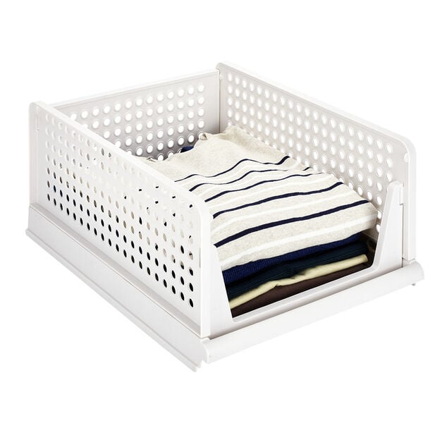 Rangement dressing superposable coulissant blanc grand mod&egrave;le