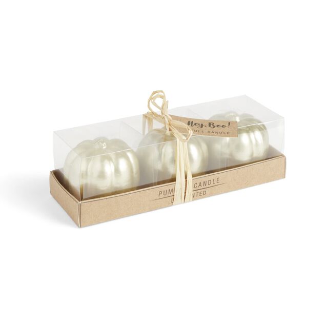 Bougie citrouille dor&eacute;e 12H x3