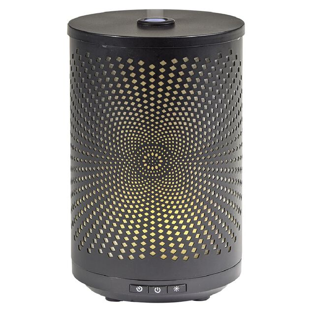 Diffuseur ultrasonique lumineux Mess&eacute;gu&eacute; cylindrique noir 120 ml